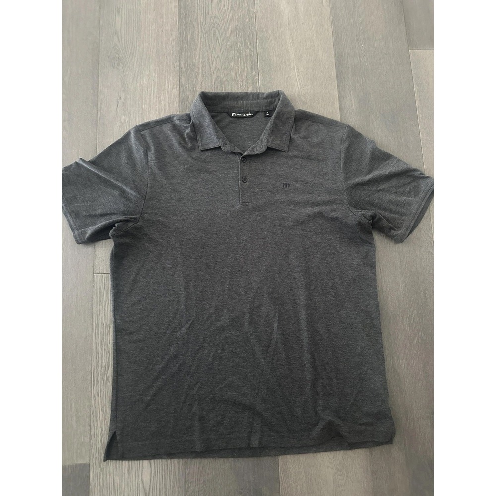 TravisMathew Polo Shirt Mens‎ XL Gray Heather Golf 3-Button Embroidered Logo